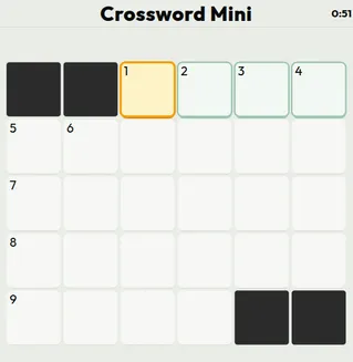 Free daily mini crossword puzzle - a compact grid with across and down clues ready to solve online.